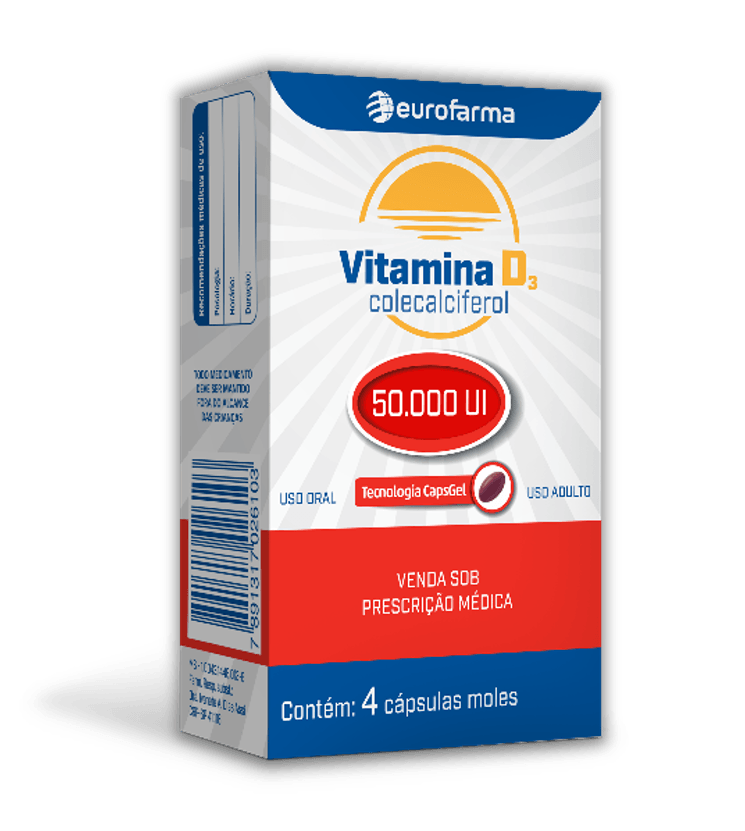 Vitamina D3 Eurofarma 50.000ui 4 Cápsulas Gel